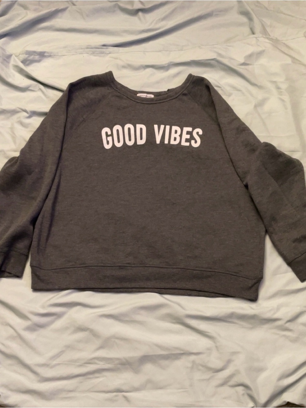 Grayson Threads Charcoal 'GOOD VIBES' Crew Sweatshirt